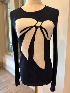 XS Vintage J.Crew Giant Bow Intarsia Sweater 2012